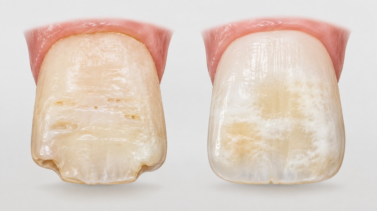 Diferencia visual entre hipoplasia e hipomineralización dental